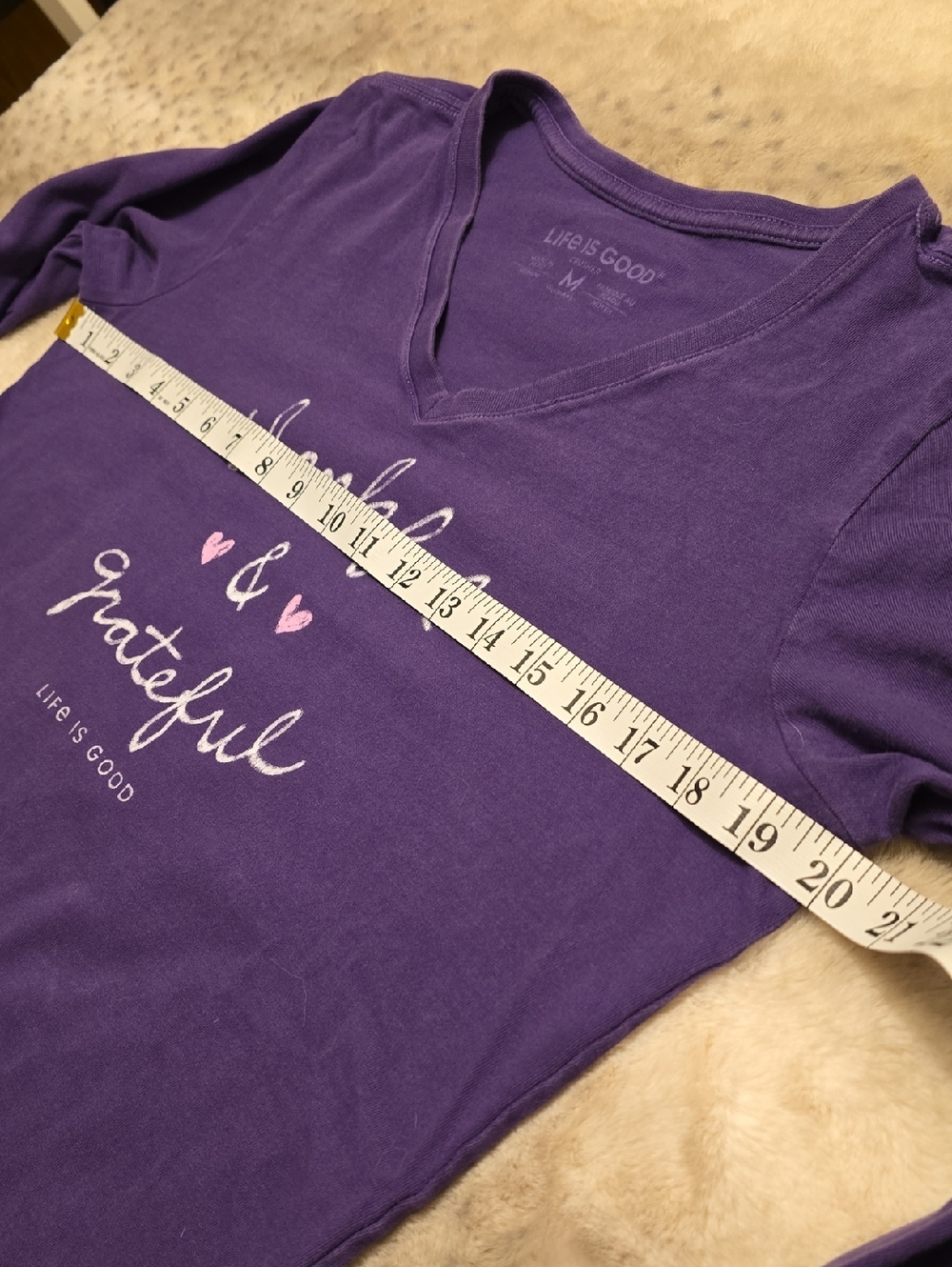 Life Is Good Purple V-Neck 'Thankful & Grateful' Long-Sleeve Tee - Picture 5 of 8